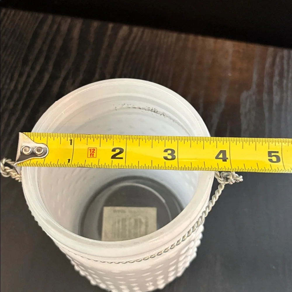 White Bubble Like Glass Jar with Handle